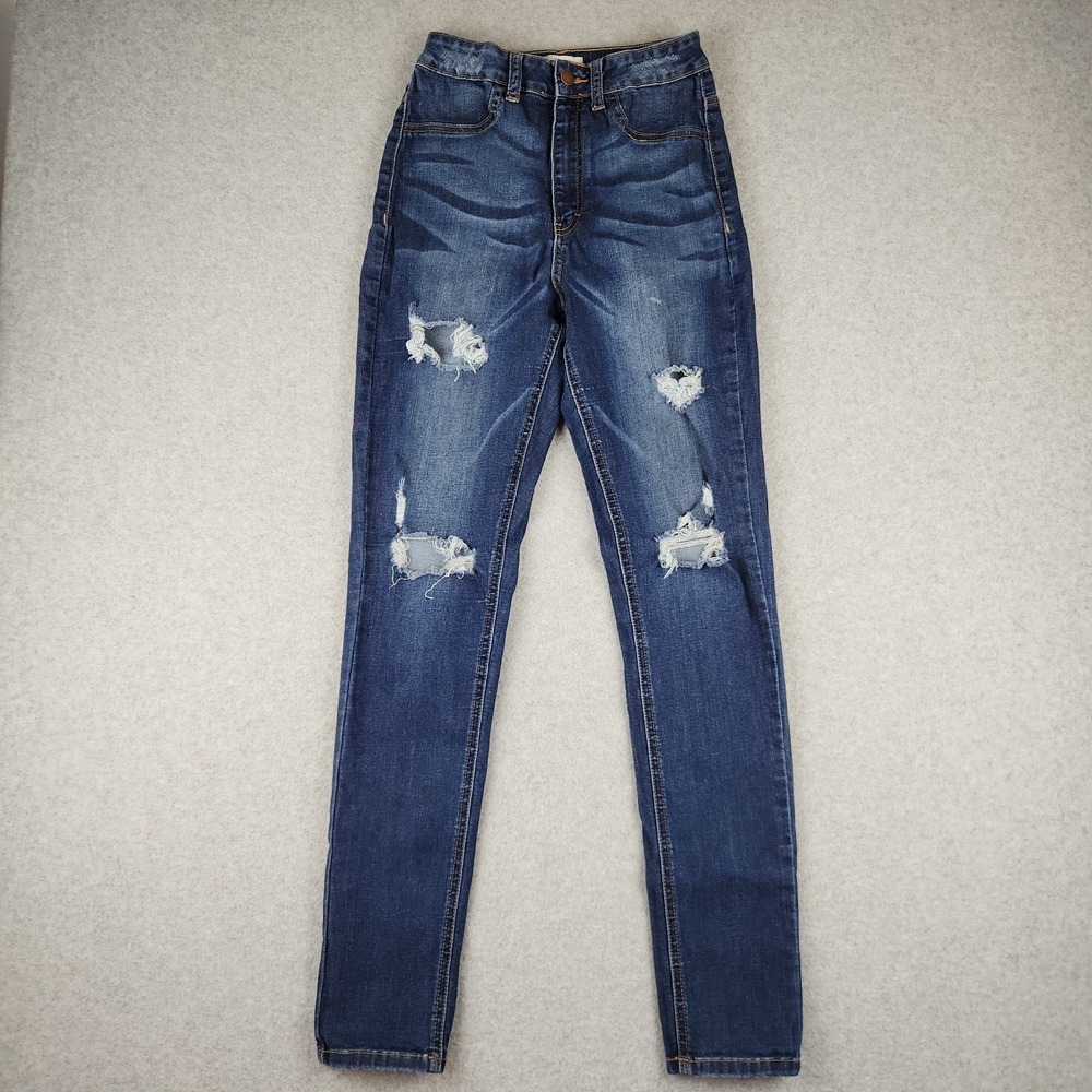 Aphrodite AP Blue Skinny Jeans‎ Women's Juniors Size 7 W24 L31 Blue High Rise